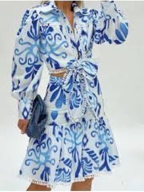 Worn once Size M Mulla Blue & White Floral Skirt Set